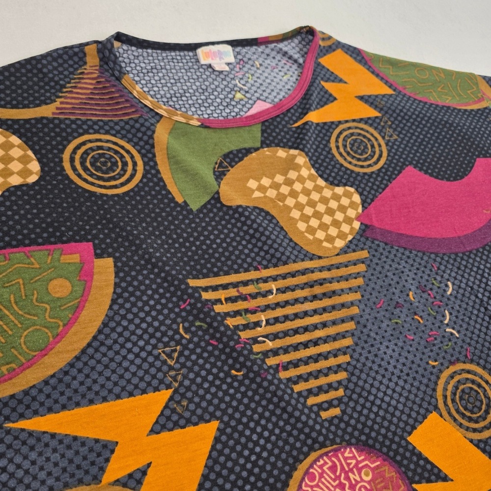 LuLaRoe Womens Medium Irma Tunic Multicolor Excellent 90s Retro Geometric Print